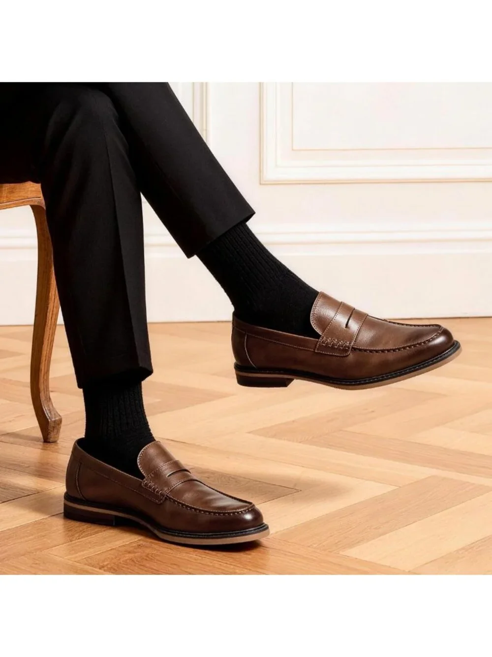 Men's Slip-On Loafers, Casual Faux Leather Business Shoes for Work & Daily Wear